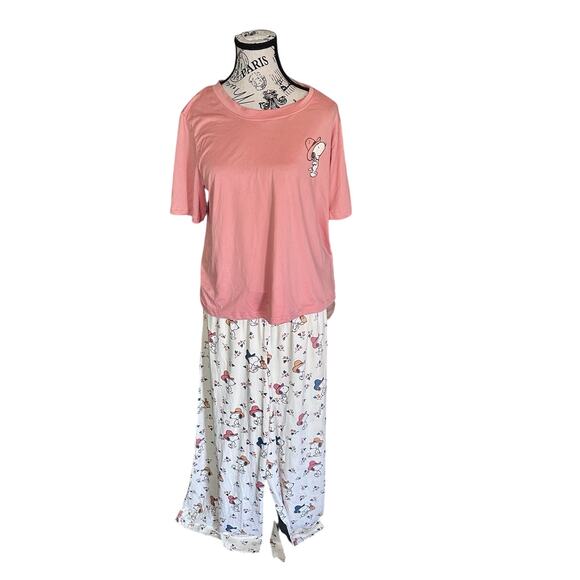 munki munki Other - NWT Munki Woman Snoopy Pajama Set Size M Short Sleeve Shirt Wide Leg Pants